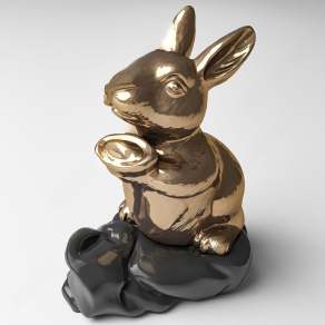 现代兔子雕塑摆件3D模型下载